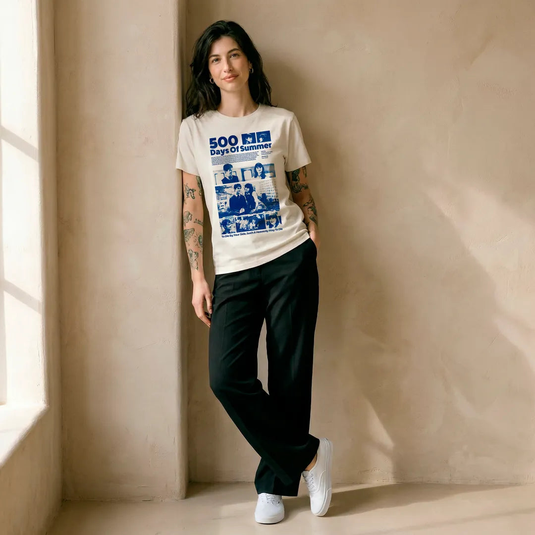 Camiseta Basica 500 Days of Summer Feminina Off-White