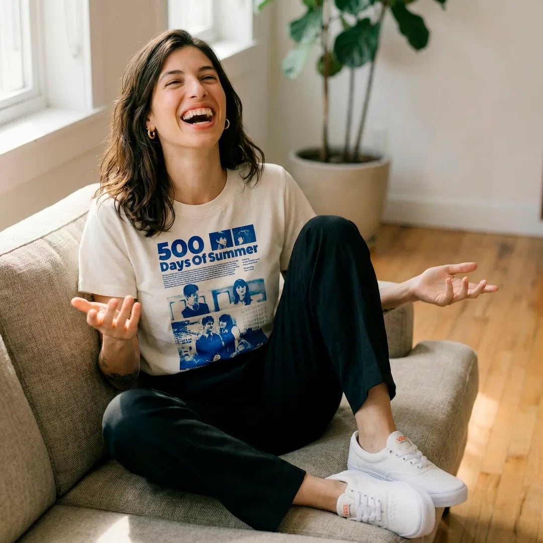 Camiseta Basica 500 Days of Summer Feminina Off-White