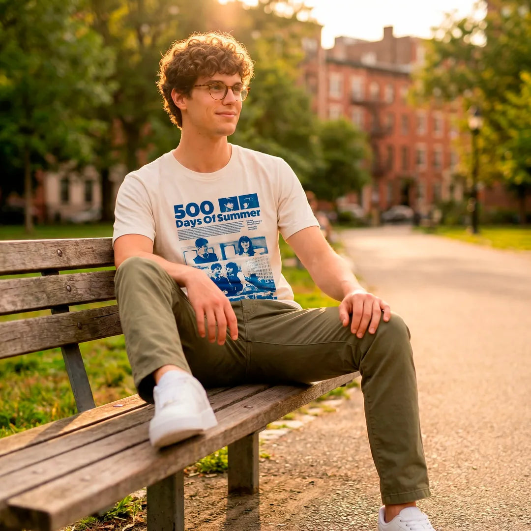 Camiseta Basica 500 Days of Summer Masculina Off-White