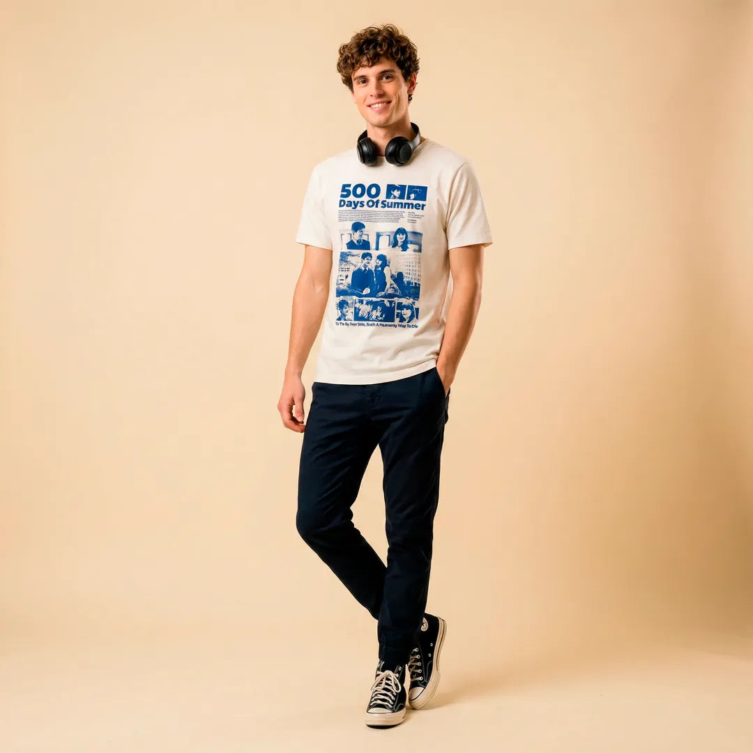 Camiseta Basica 500 Days of Summer Masculina Off-White