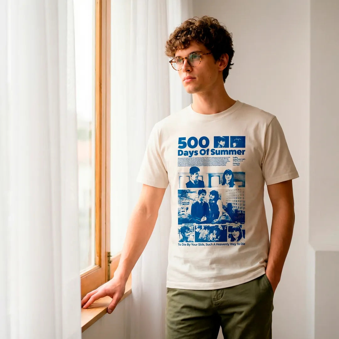 Camiseta Basica 500 Days of Summer Masculina Off-White