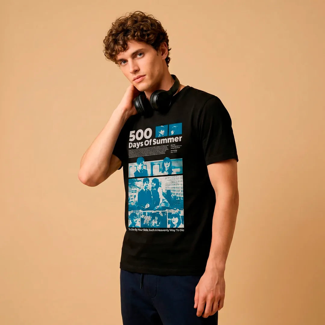 Camiseta Basica 500 Days of Summer Masculina Preto