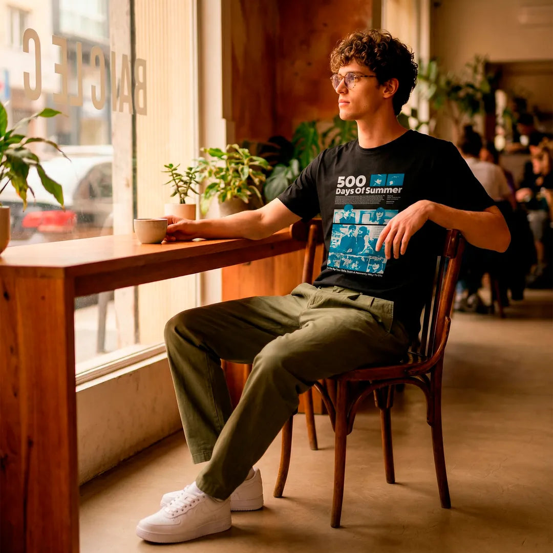 Camiseta Basica 500 Days of Summer Masculina Preto