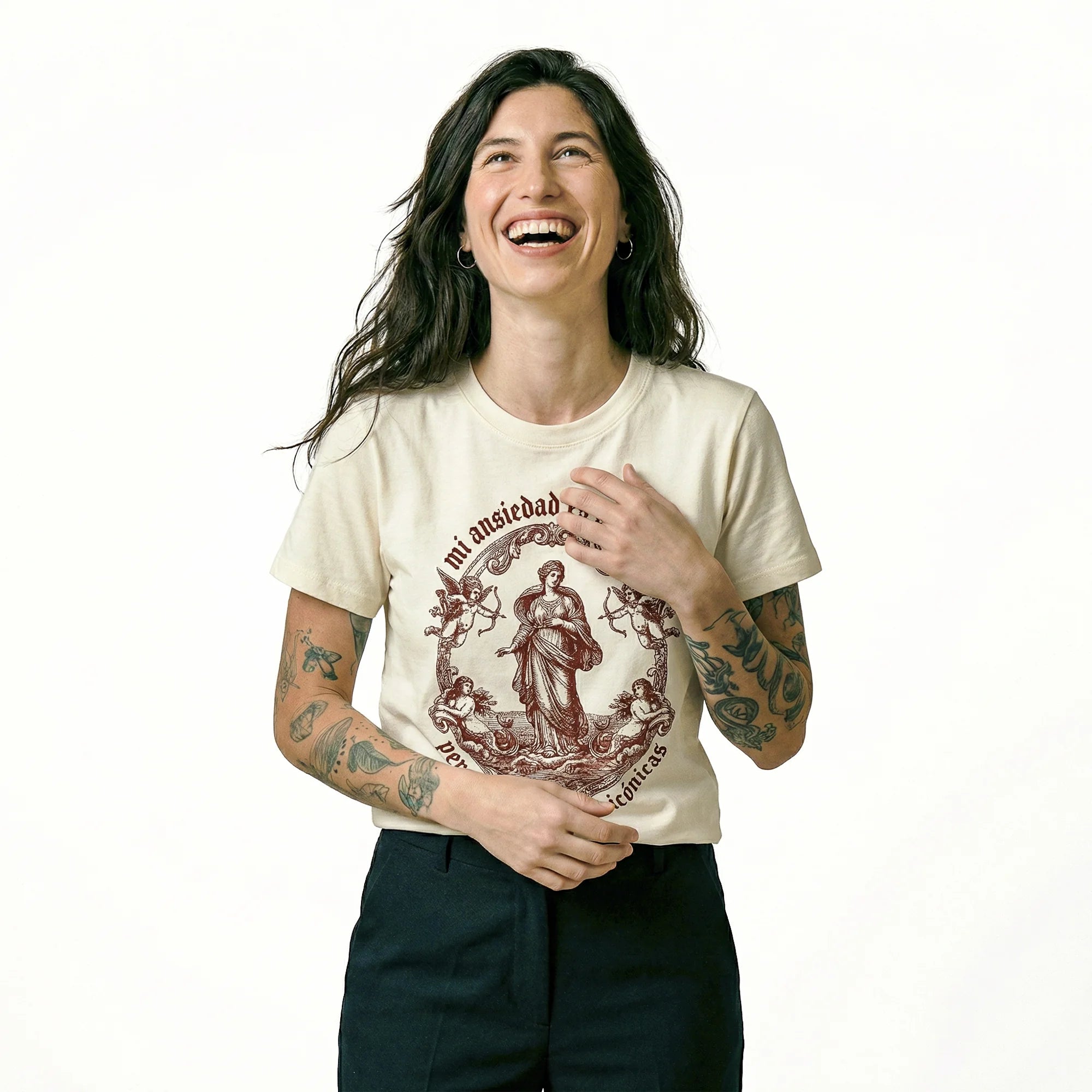 Camiseta Basica ANSIEDAD Feminina Off-White