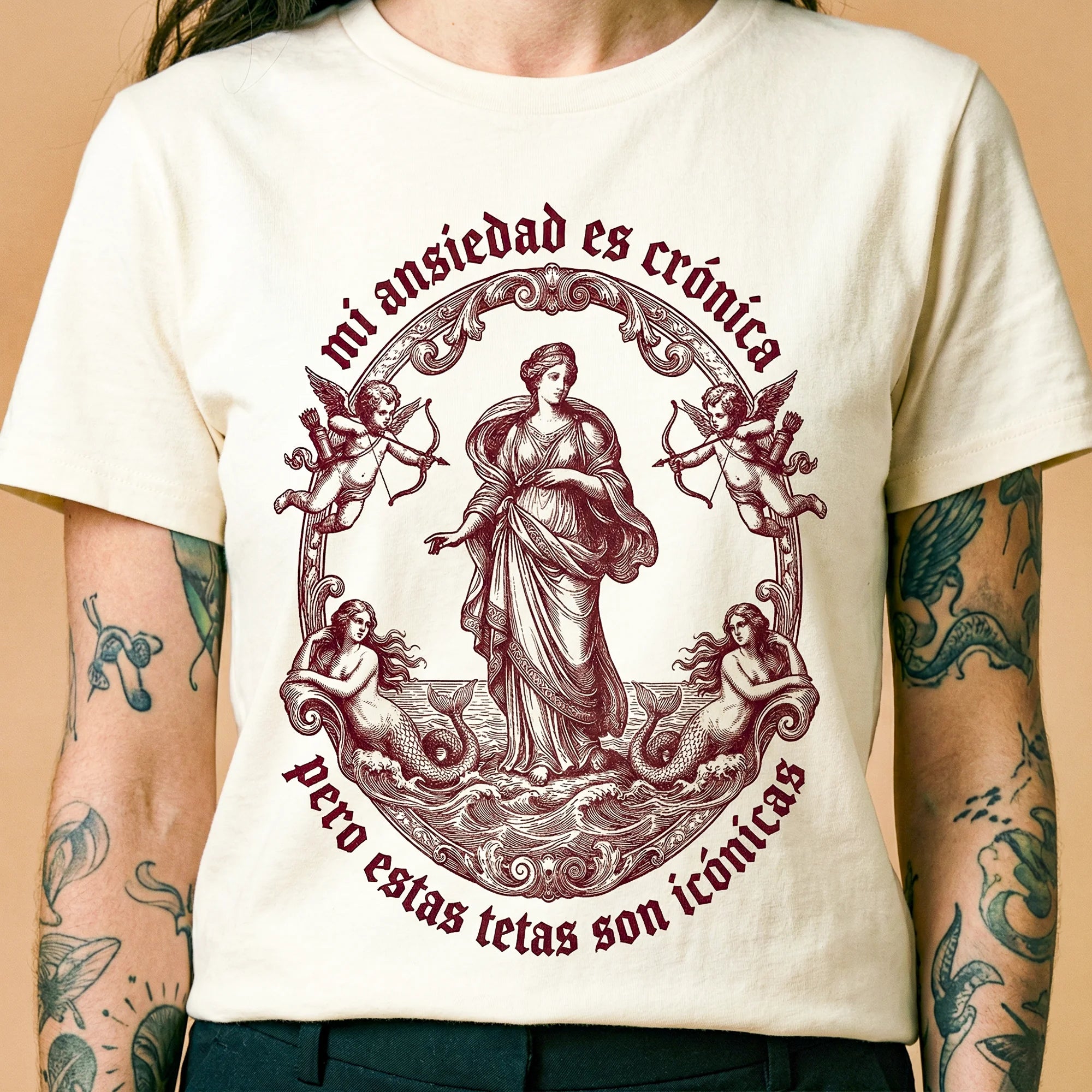 Camiseta Basica ANSIEDAD Feminina Off-White
