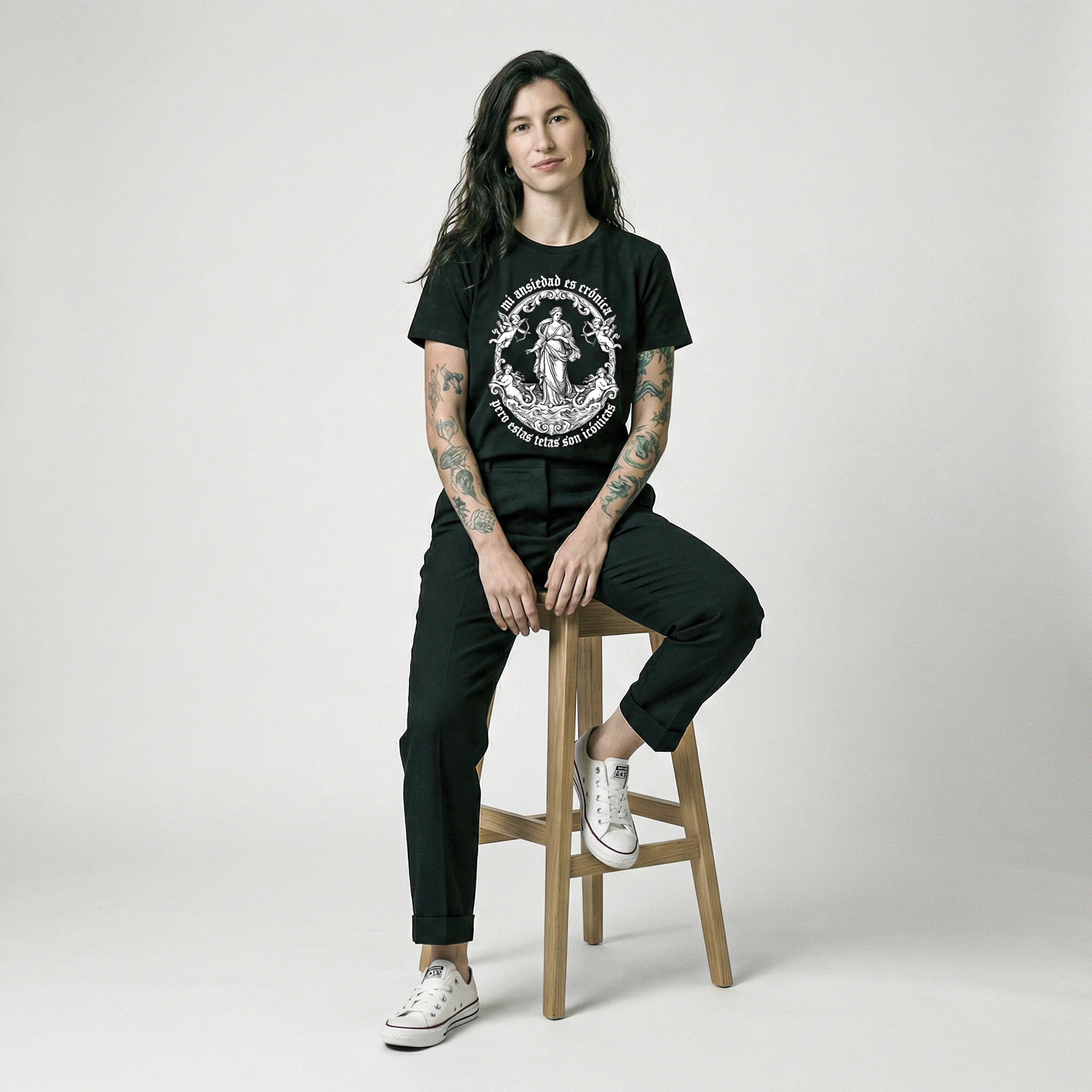 Camiseta Basica ANSIEDAD Feminina Preto