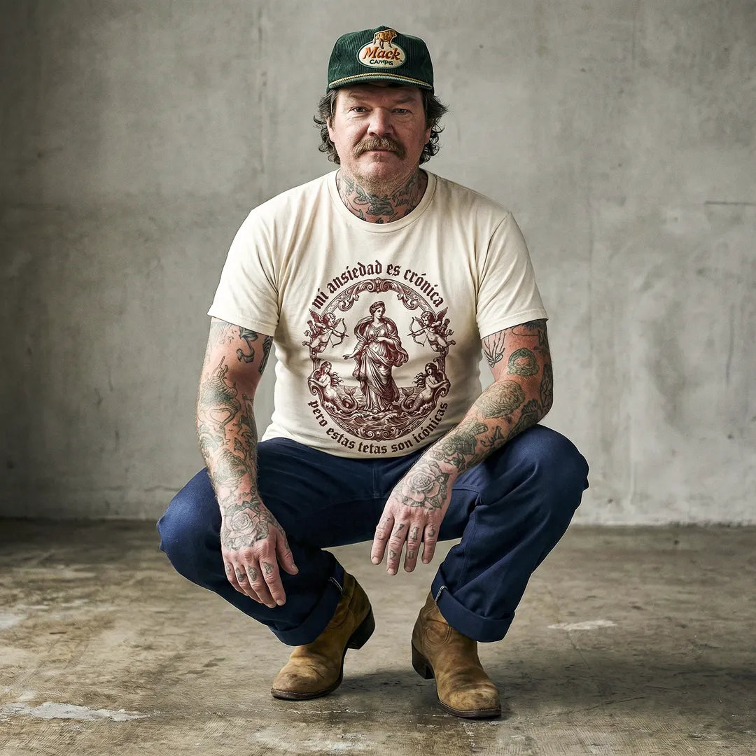 Camiseta Basica Mi Ansiedad Es Crónica Masculina Off-White