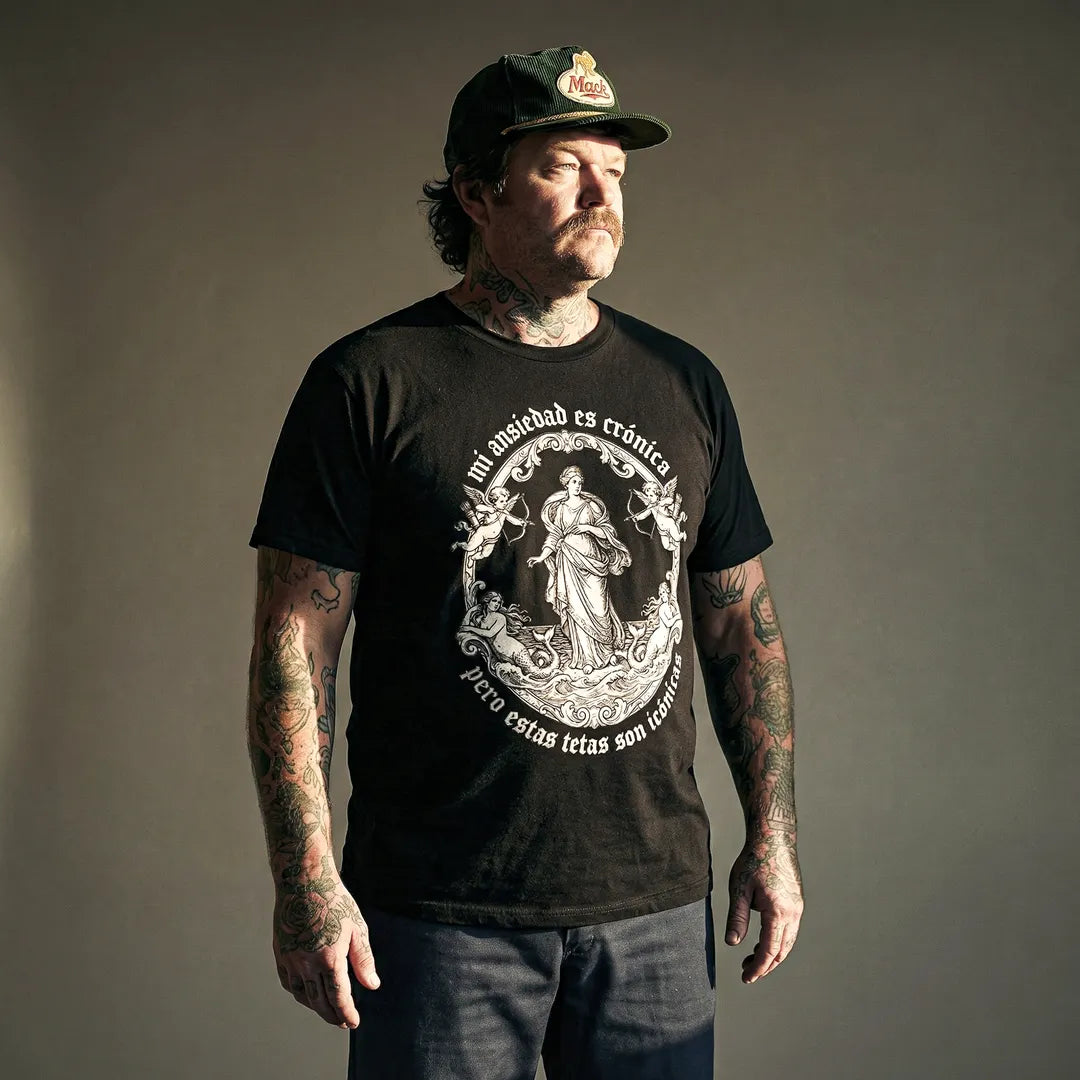 Camiseta Basica Mi Ansiedad Es Crónica Masculina Preto