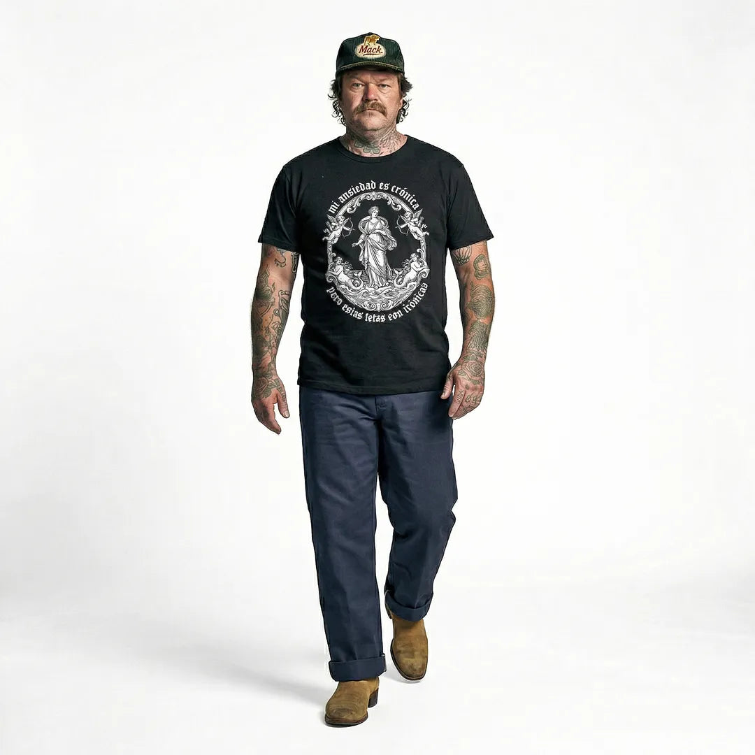 Camiseta Basica Mi Ansiedad Es Crónica Masculina Preto