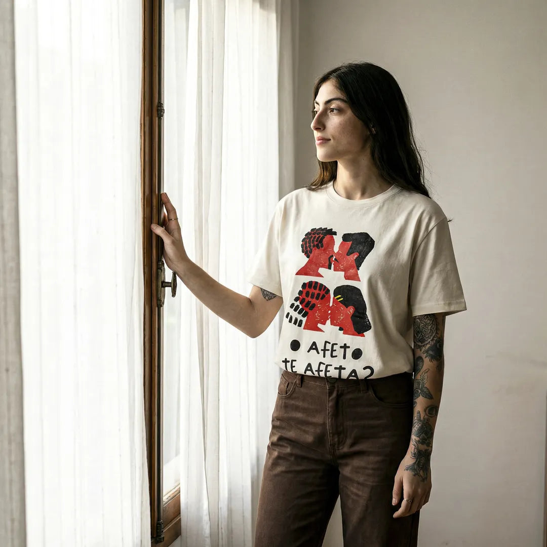 Camiseta Básica O Afeto Te Afeta? Feminina Off-White