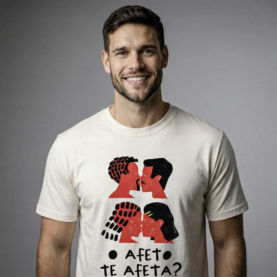 Camiseta Básica O Afeto Te Afeta? Masculina Off-White