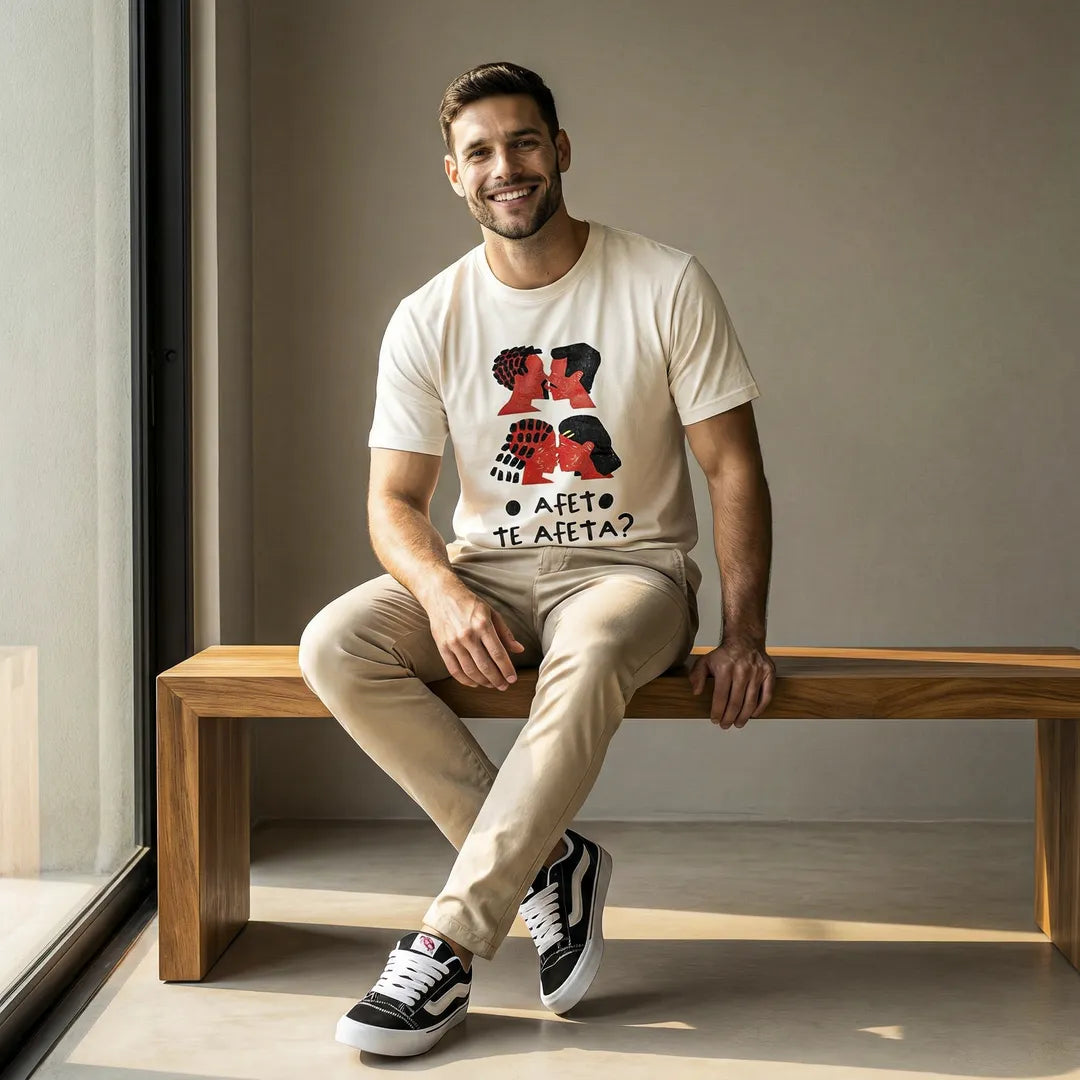 Camiseta Básica O Afeto Te Afeta? Masculina Off-White