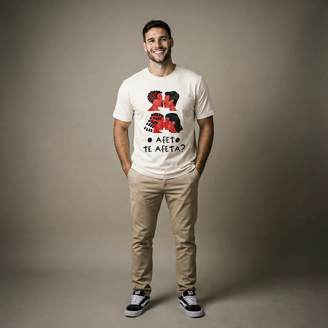 Camiseta Básica O Afeto Te Afeta? Masculina Off-White