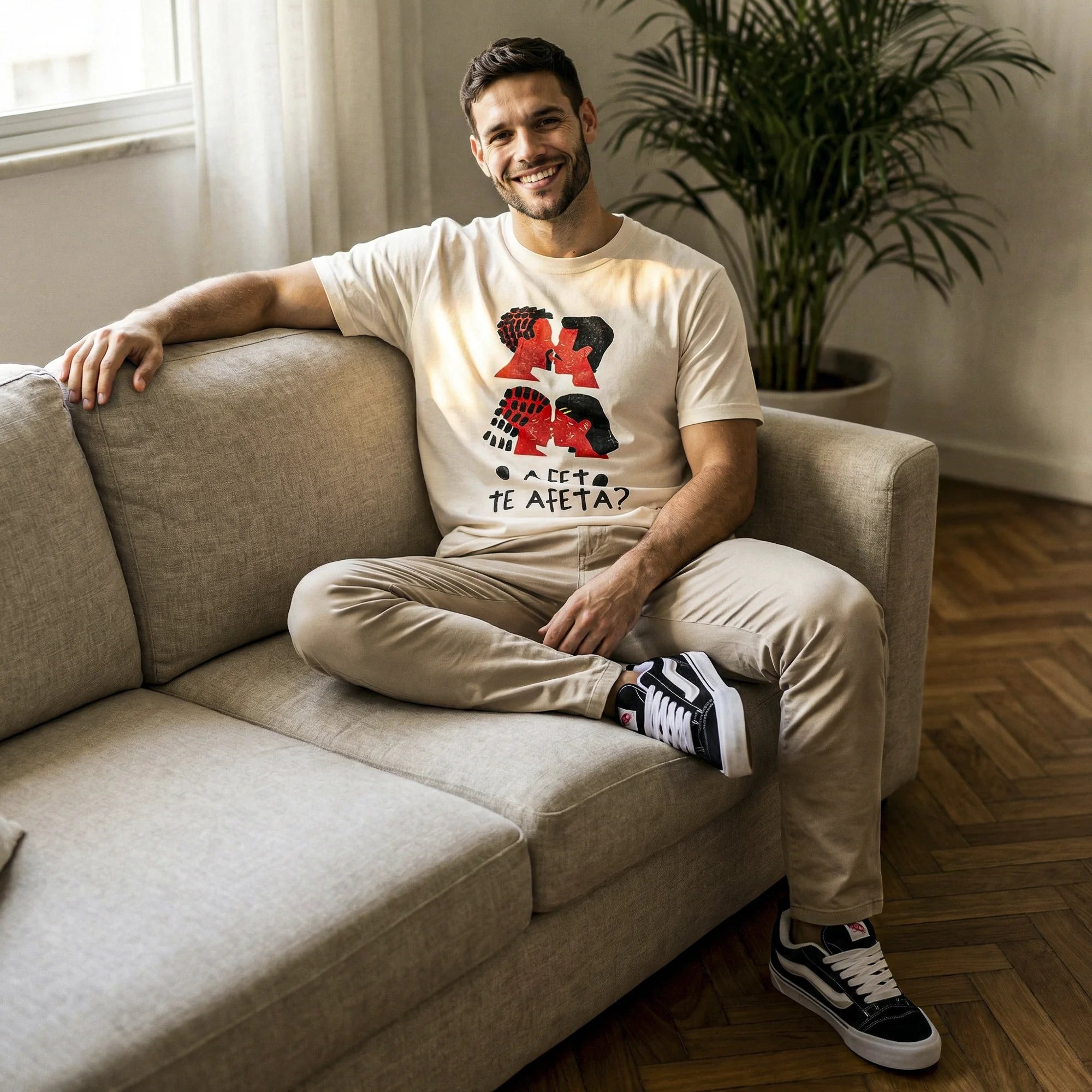 Camiseta Basica Afeto Masculina Off-White