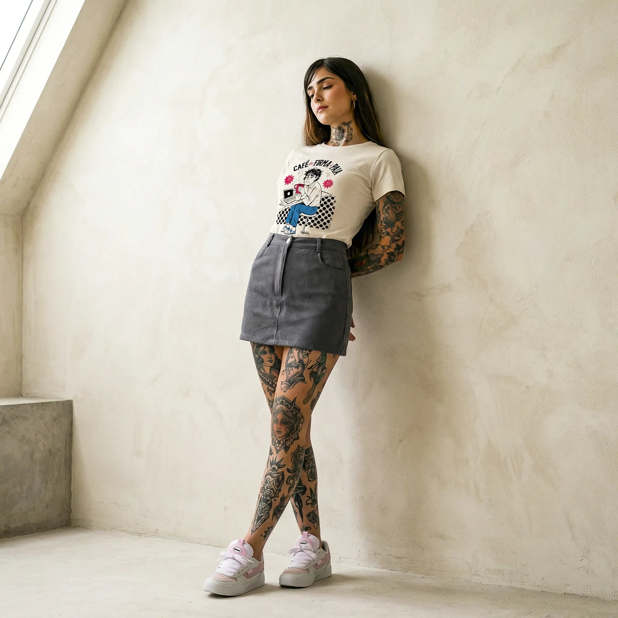Camiseta Básica Café na Firma é Paia Feminina Off-White