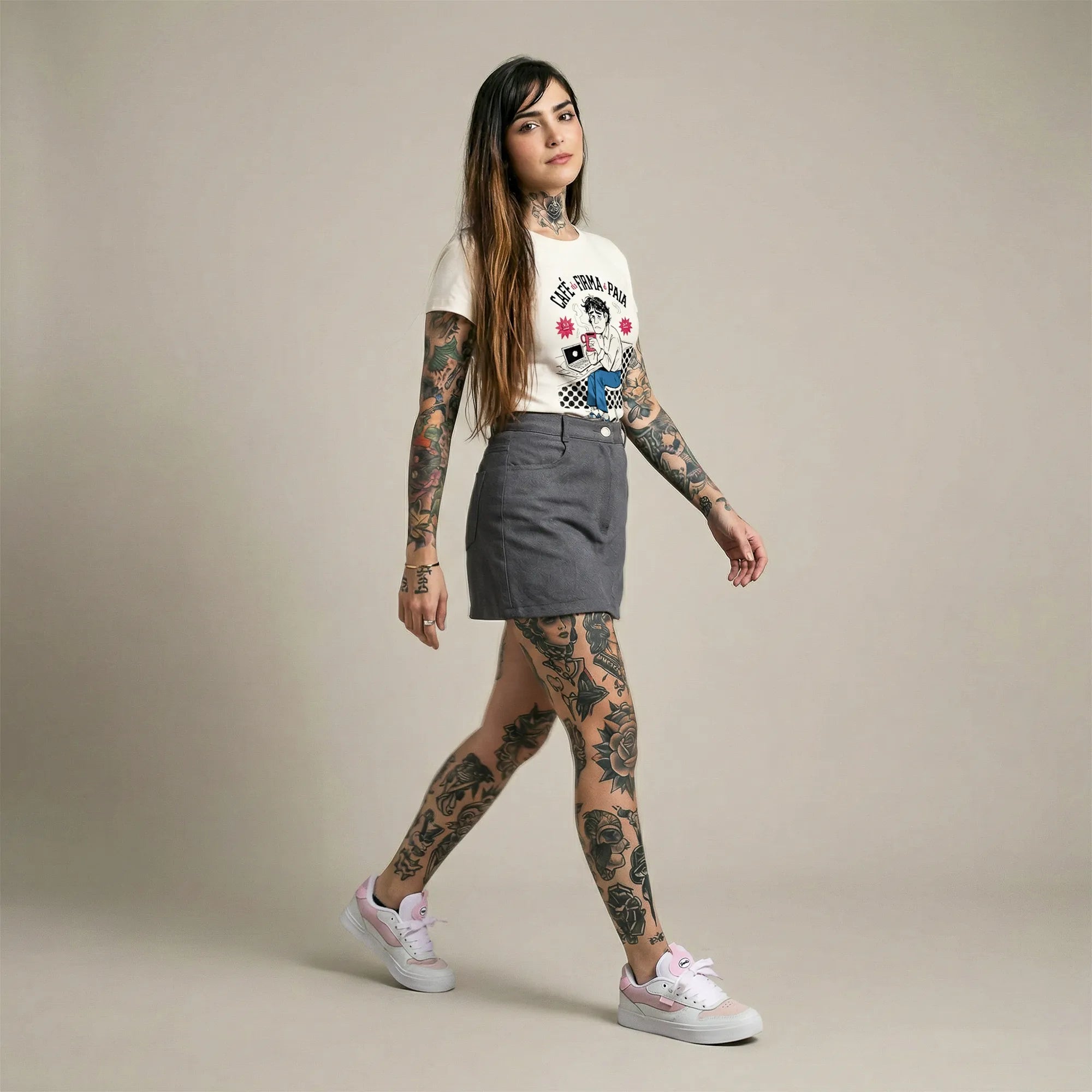 Camiseta Básica Café na Firma é Paia Feminina Off-White