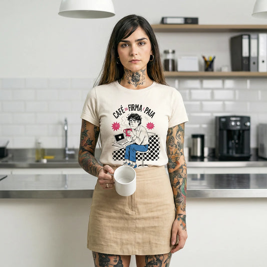 Camiseta Básica Café na Firma é Paia Feminina Off-White
