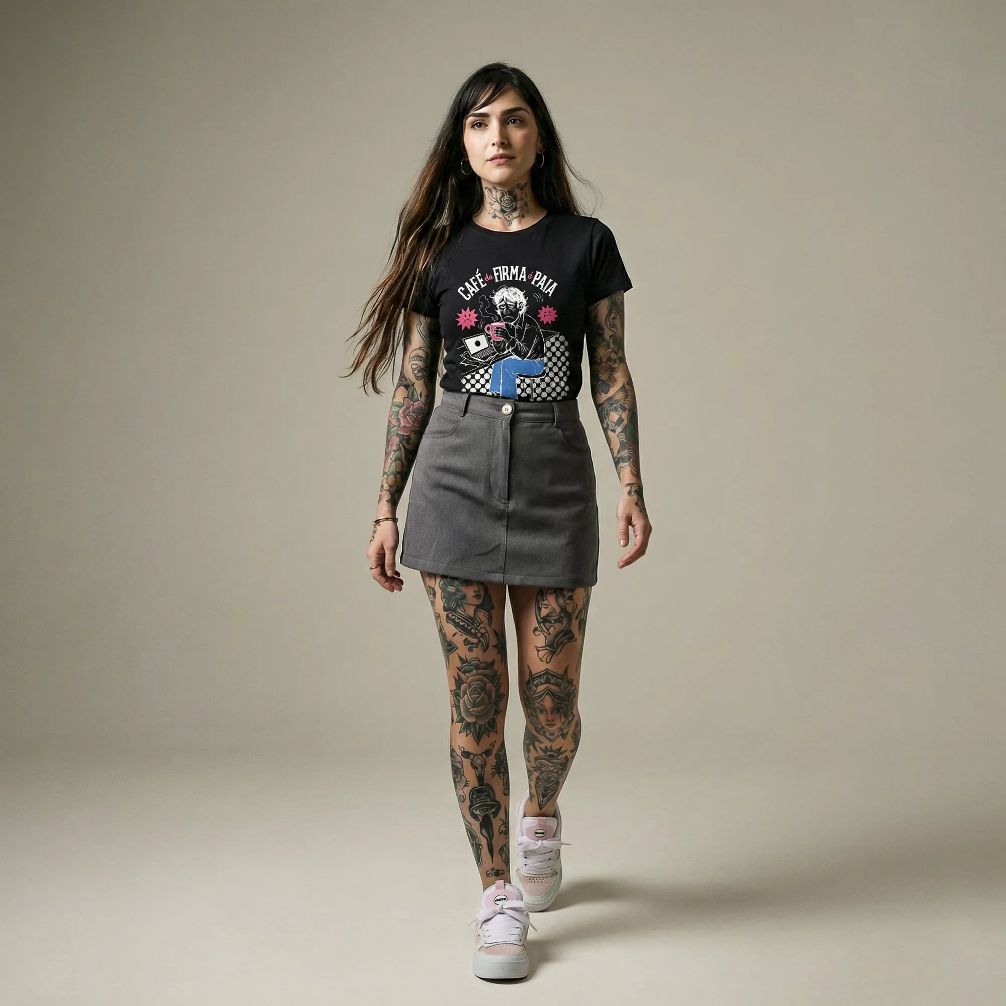 Camiseta Básica Café na Firma é Paia Feminina Preto