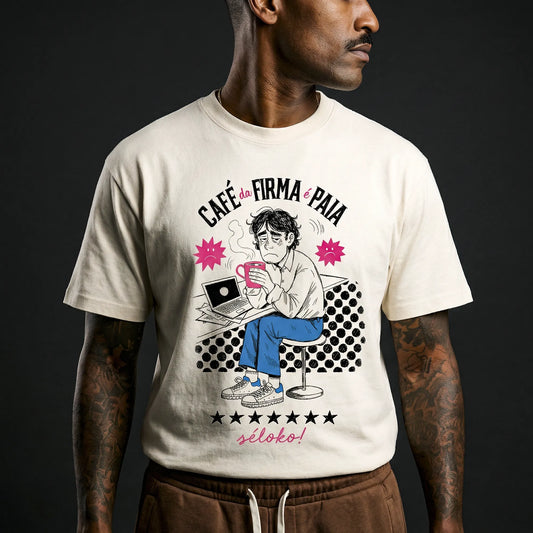 Camiseta Básica Café na Firma é Paia Masculina Off-White