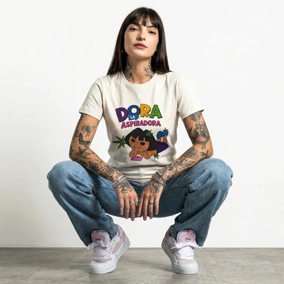 Camiseta Basica Dora la Aspiradora Feminina Off-White 01