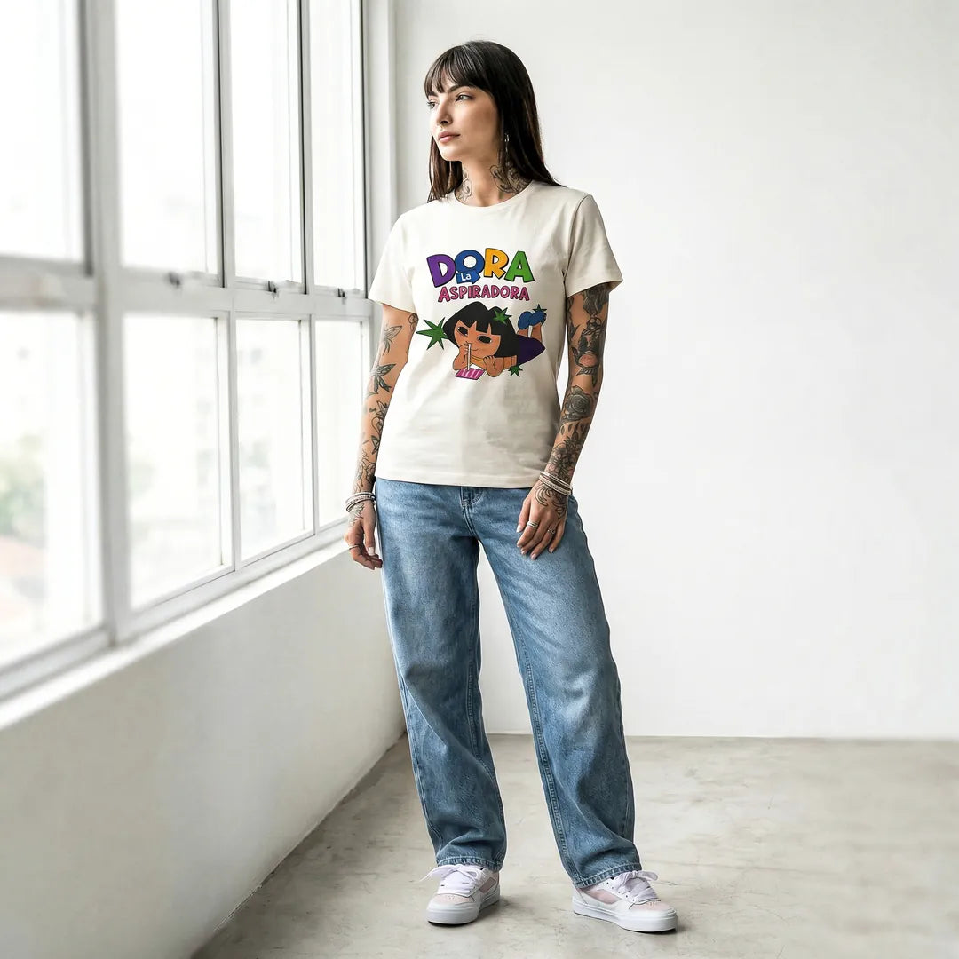 Camiseta Basica Dora la Aspiradora Feminina Off-White 05