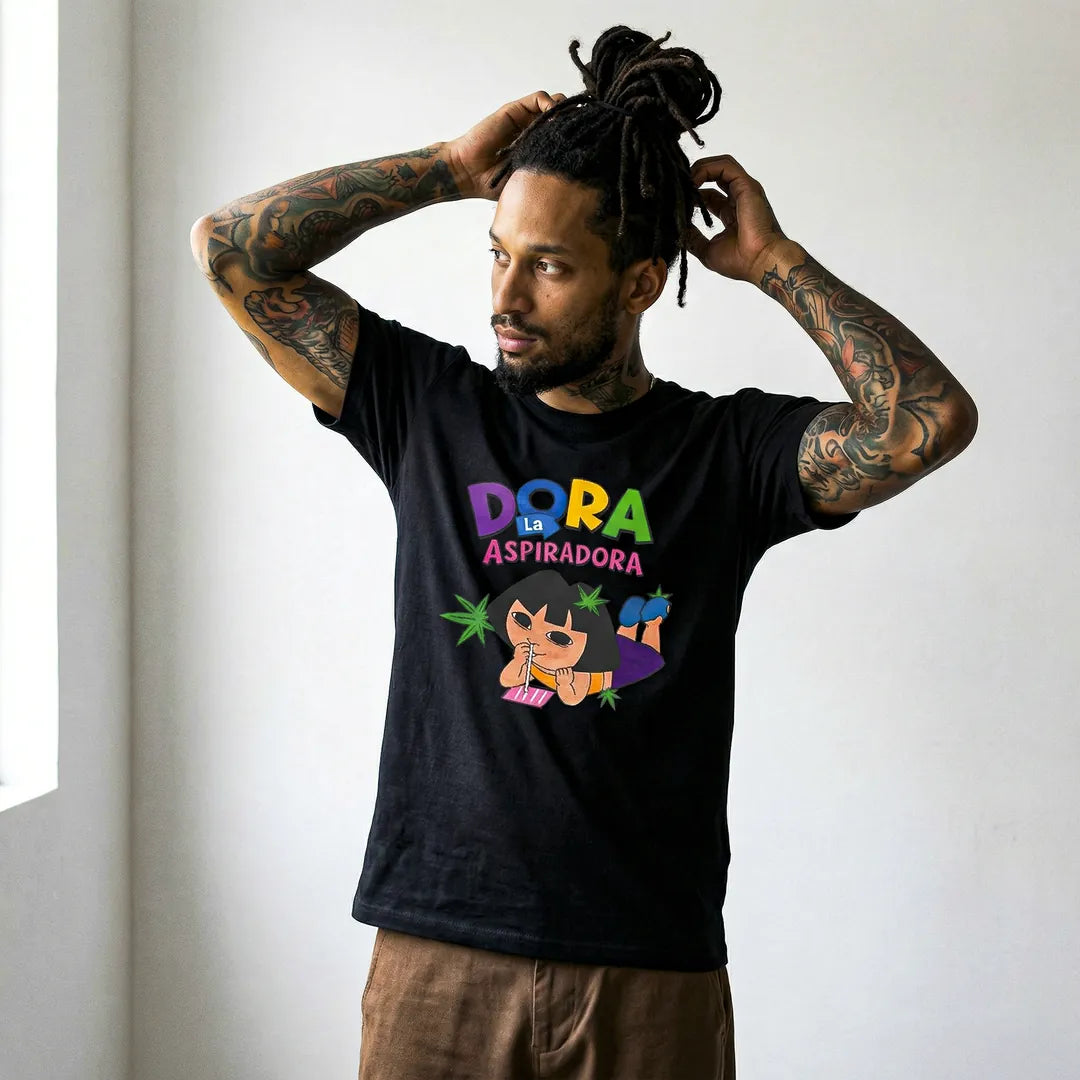 Camiseta Basica Dora la Aspiradora Masculina Preto 01