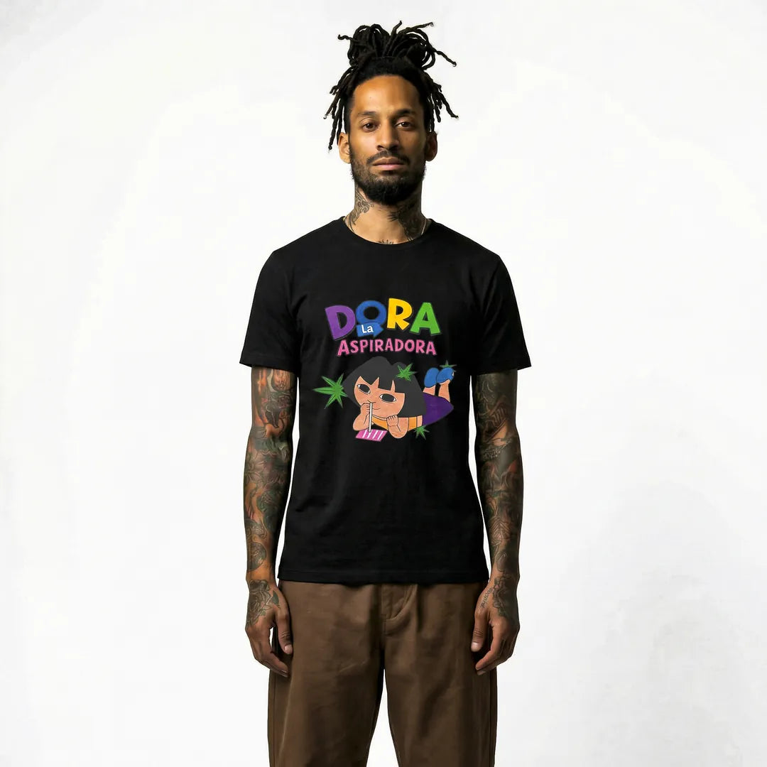 Camiseta Basica Dora la Aspiradora Masculina Preto 05