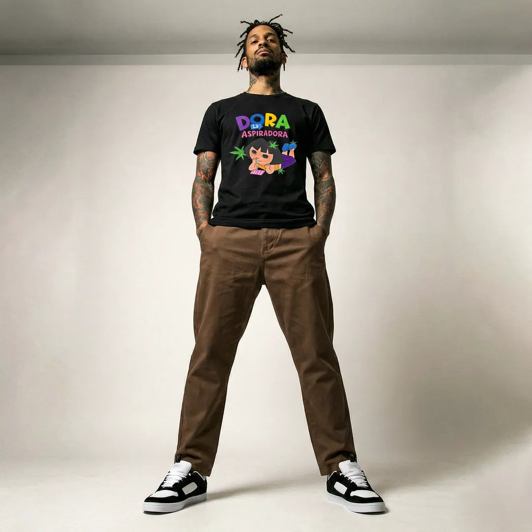 Camiseta Basica Dora la Aspiradora Masculina Preto 06