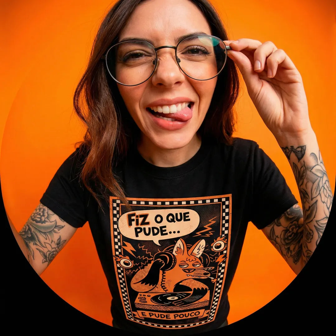 Camiseta Basica Fiz o Que Pude e Pude Pouco Feminina Preto