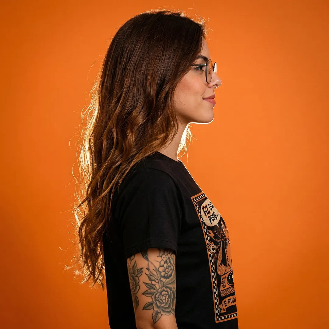 Camiseta Basica Fiz o Que Pude e Pude Pouco Feminina Preto