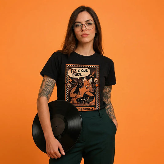 Camiseta Basica Fiz o Que Pude e Pude Pouco Feminina Preto
