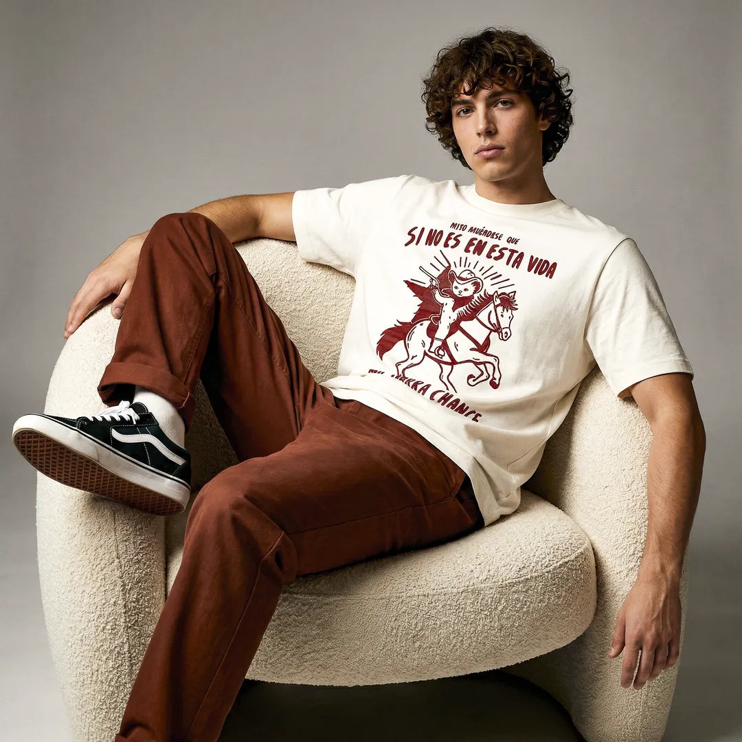 Camiseta Basica Mijo, Acuérdese de Morir Masculina Off-White