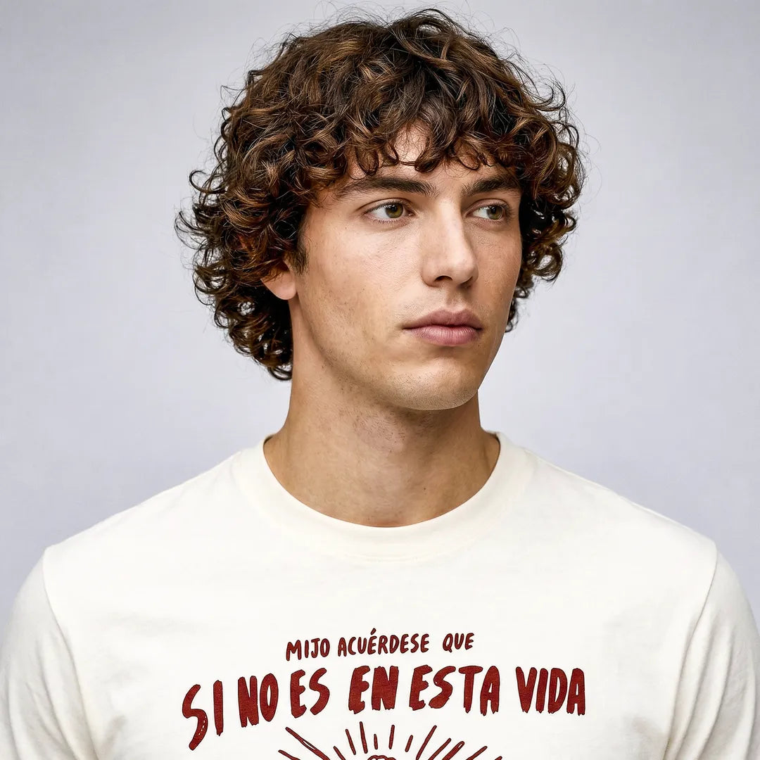 Camiseta Basica Mijo, Acuérdese de Morir Masculina Off-White