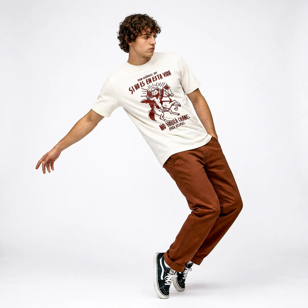 Camiseta Basica Mijo, Acuérdese de Morir Masculina Off-White