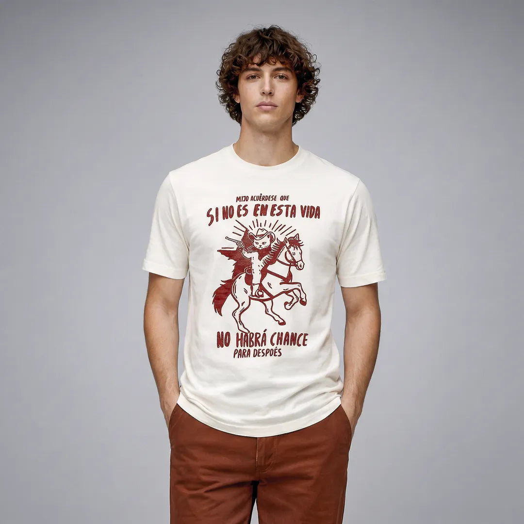 Camiseta Basica Mijo, Acuérdese de Morir Masculina Off-White