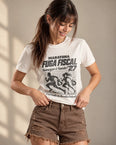 Camiseta Básica Maratona Fuga Fiscal Feminina Off-White