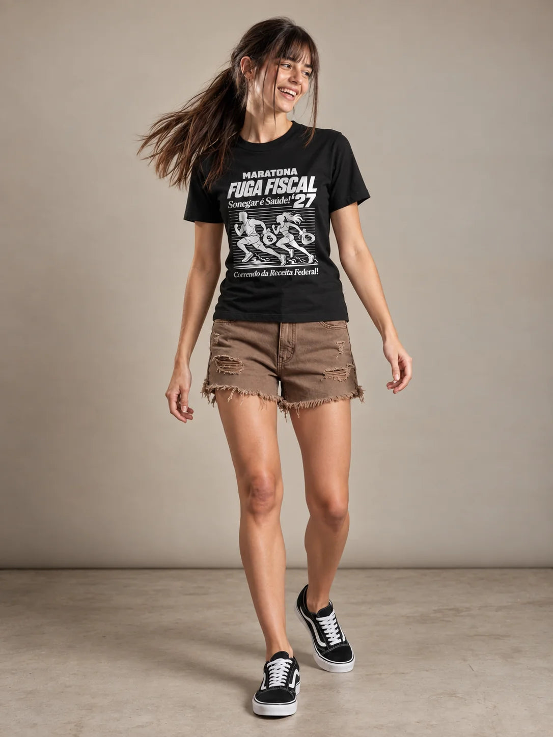 Camiseta Básica Maratona Fuga Fiscal Feminina Preto