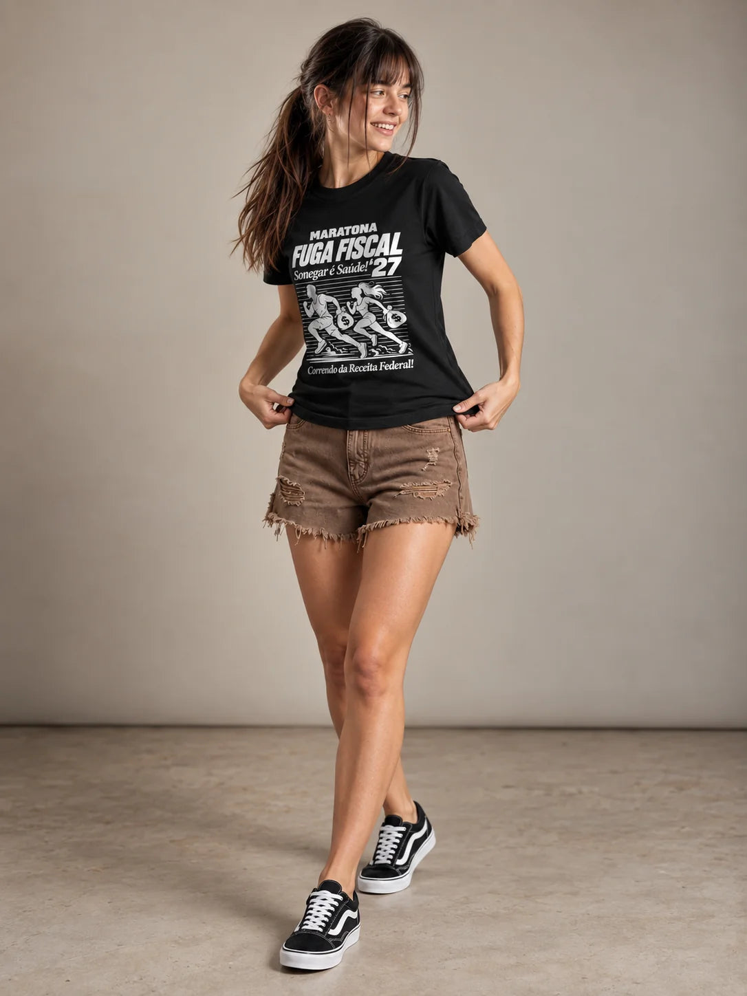 Camiseta Básica Maratona Fuga Fiscal Feminina Preto