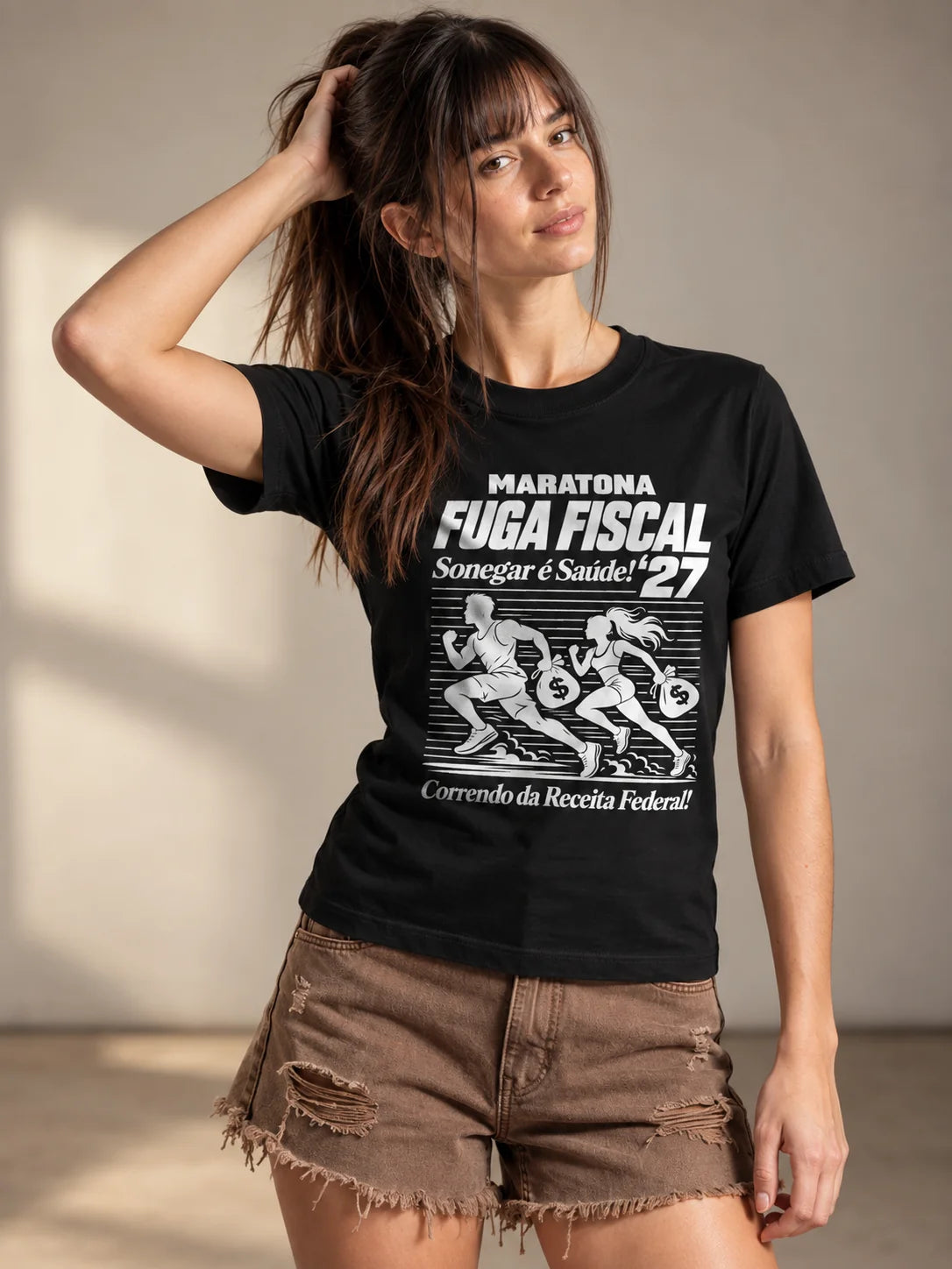 Camiseta Básica Maratona Fuga Fiscal Feminina Preto