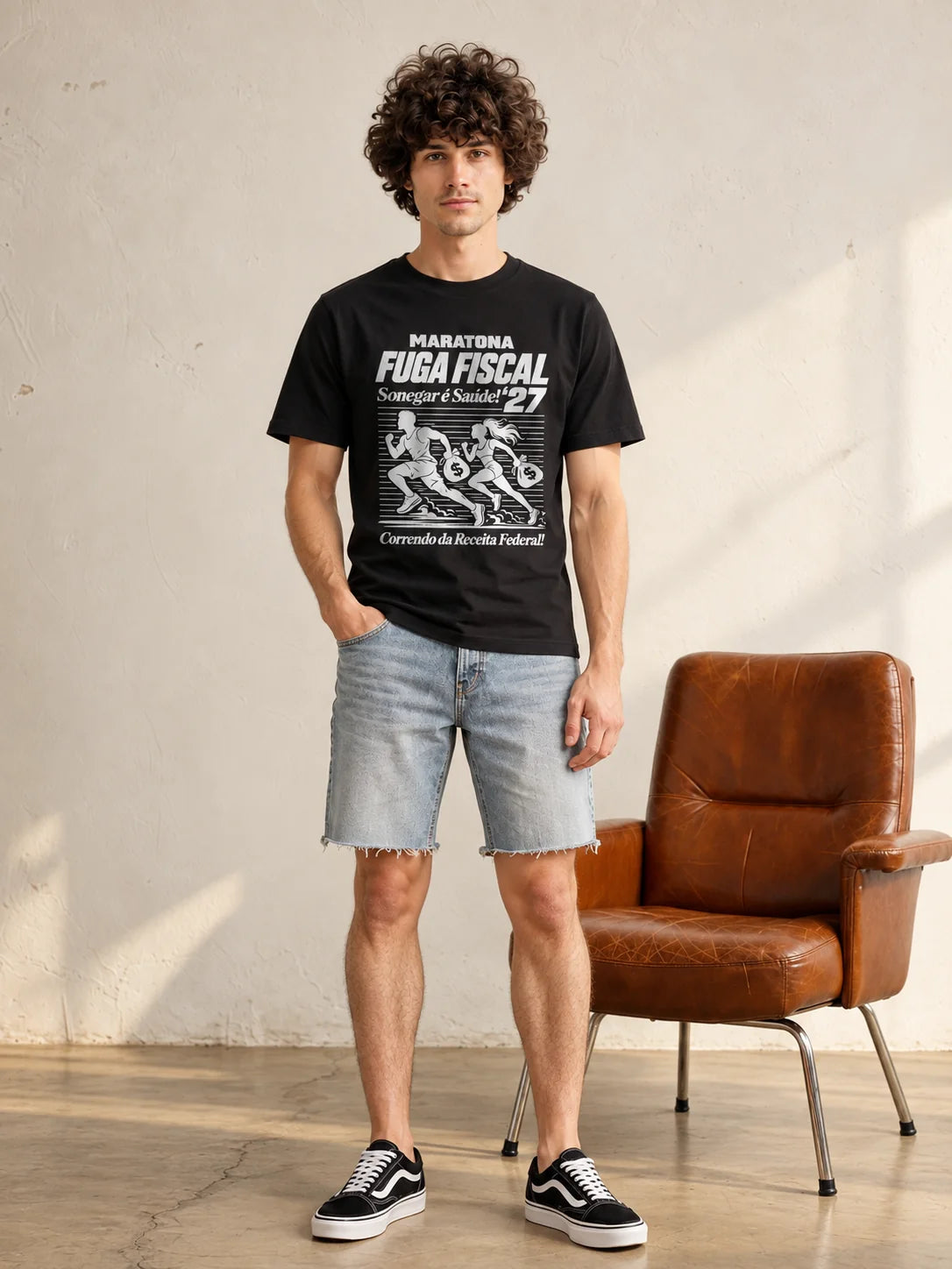 Camiseta Básica Maratona Fuga Fiscal Masculina Preto