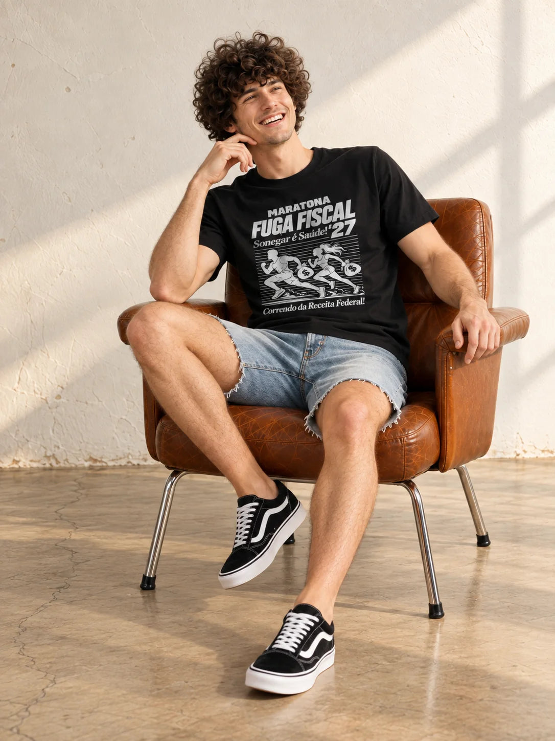 Camiseta Básica Maratona Fuga Fiscal Masculina Preto
