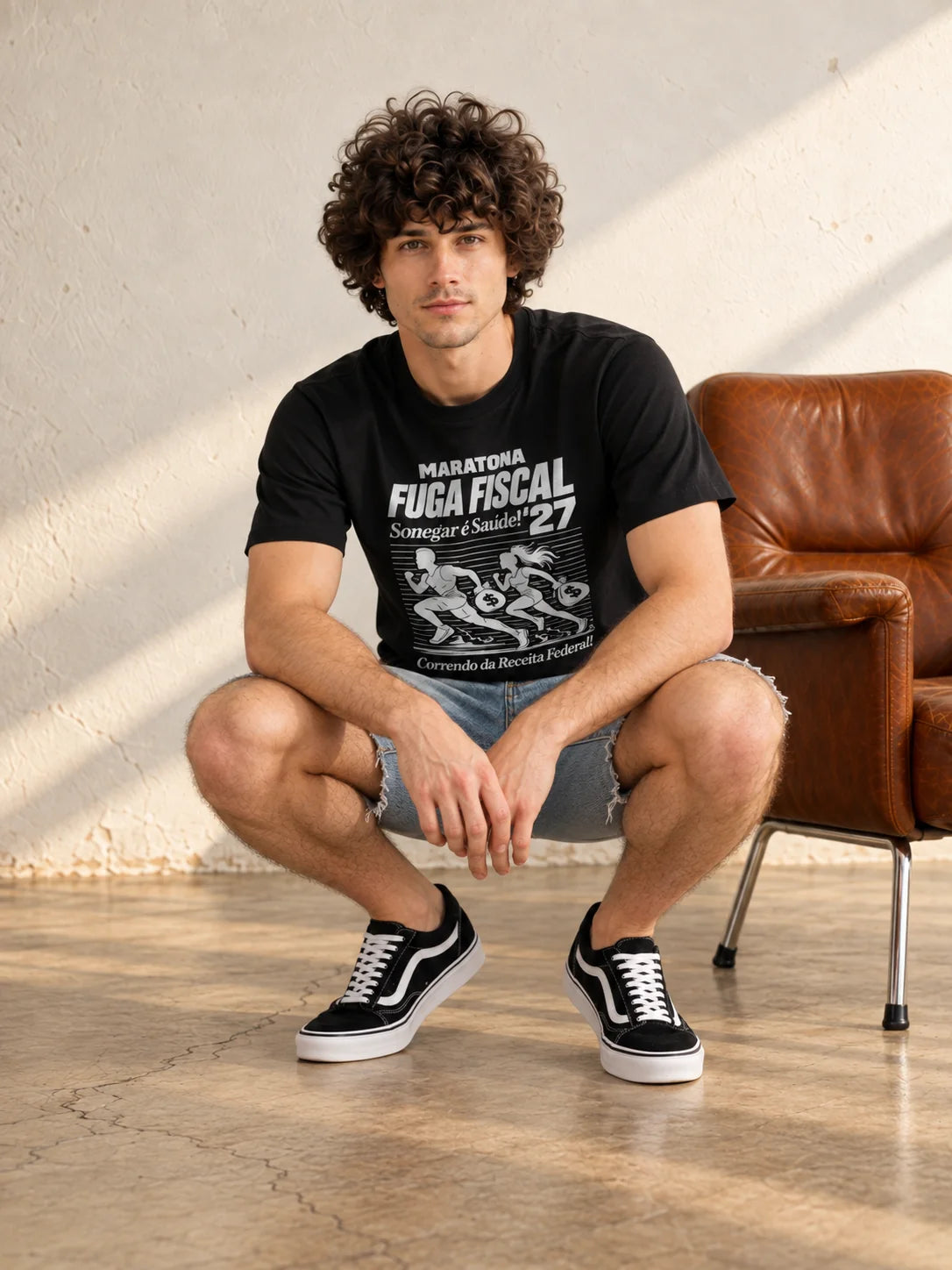 Camiseta Básica Maratona Fuga Fiscal Masculina Preto
