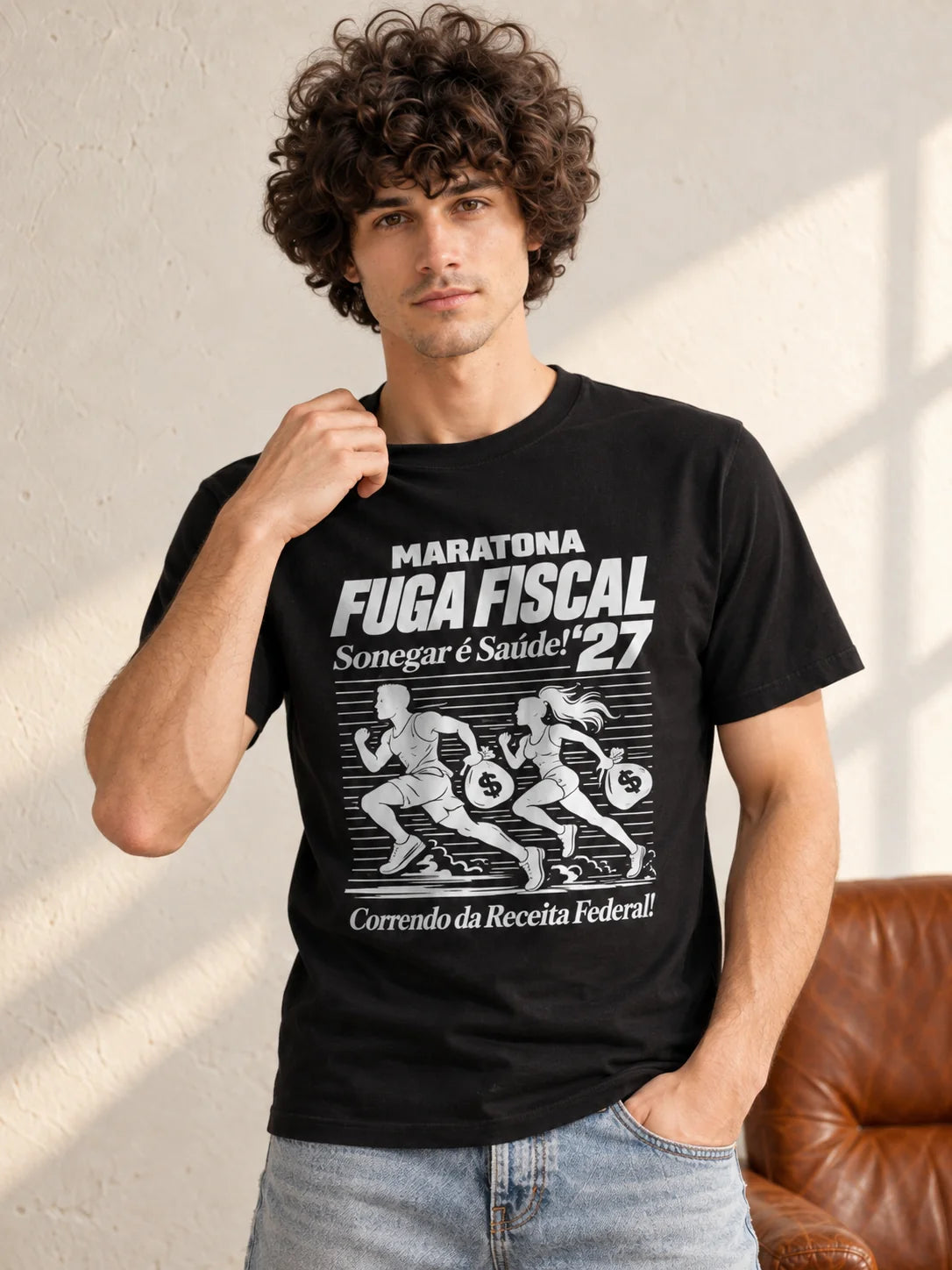 Camiseta Básica Maratona Fuga Fiscal Masculina Preto