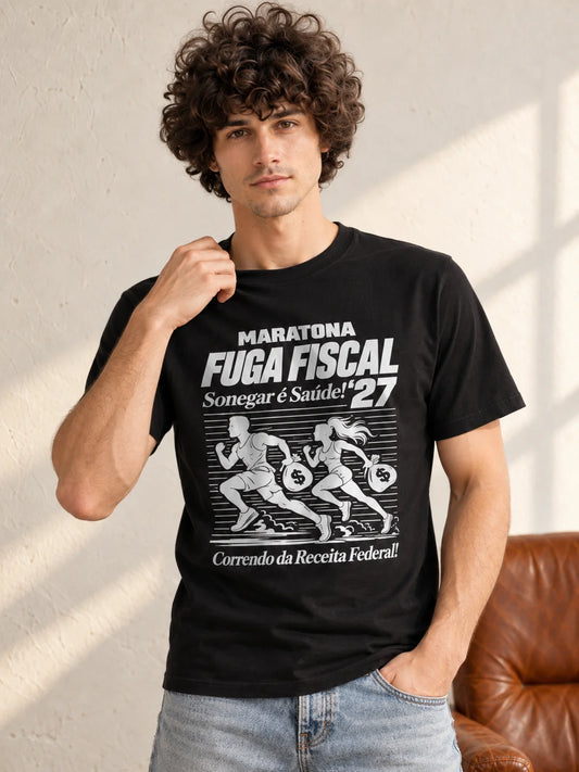 Camiseta Básica Maratona Fuga Fiscal Masculina Preto