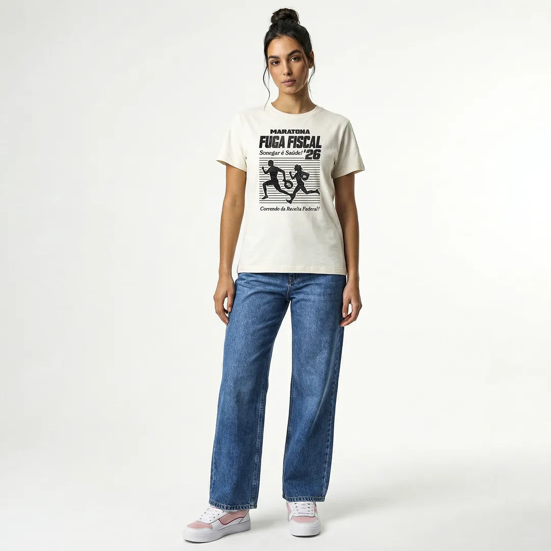 Camiseta Básica Maratona Fiscal Feminina Off-White
