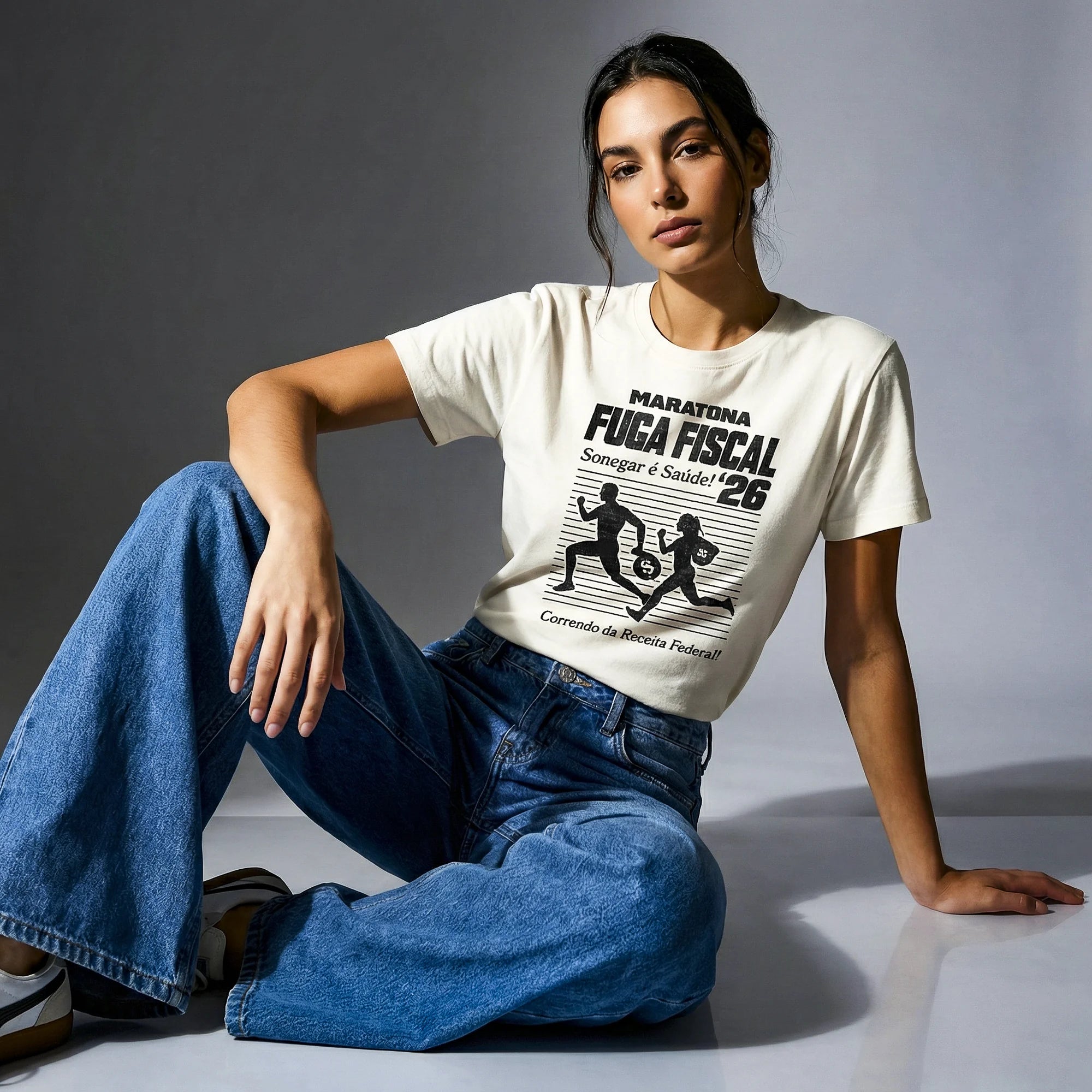 Camiseta Basica MaratonaFiscal Feminina Off-White