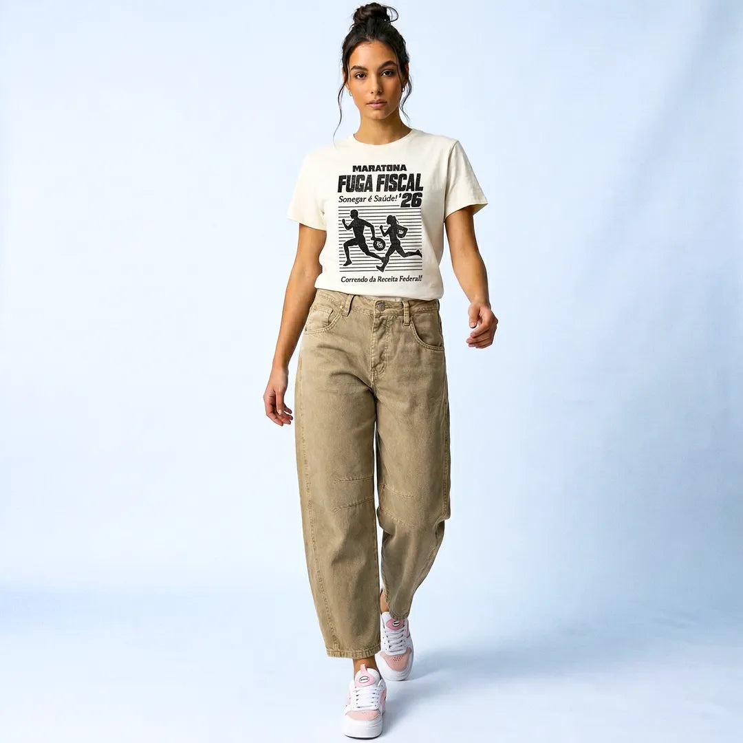 Camiseta Básica Maratona Fiscal Feminina Off-White