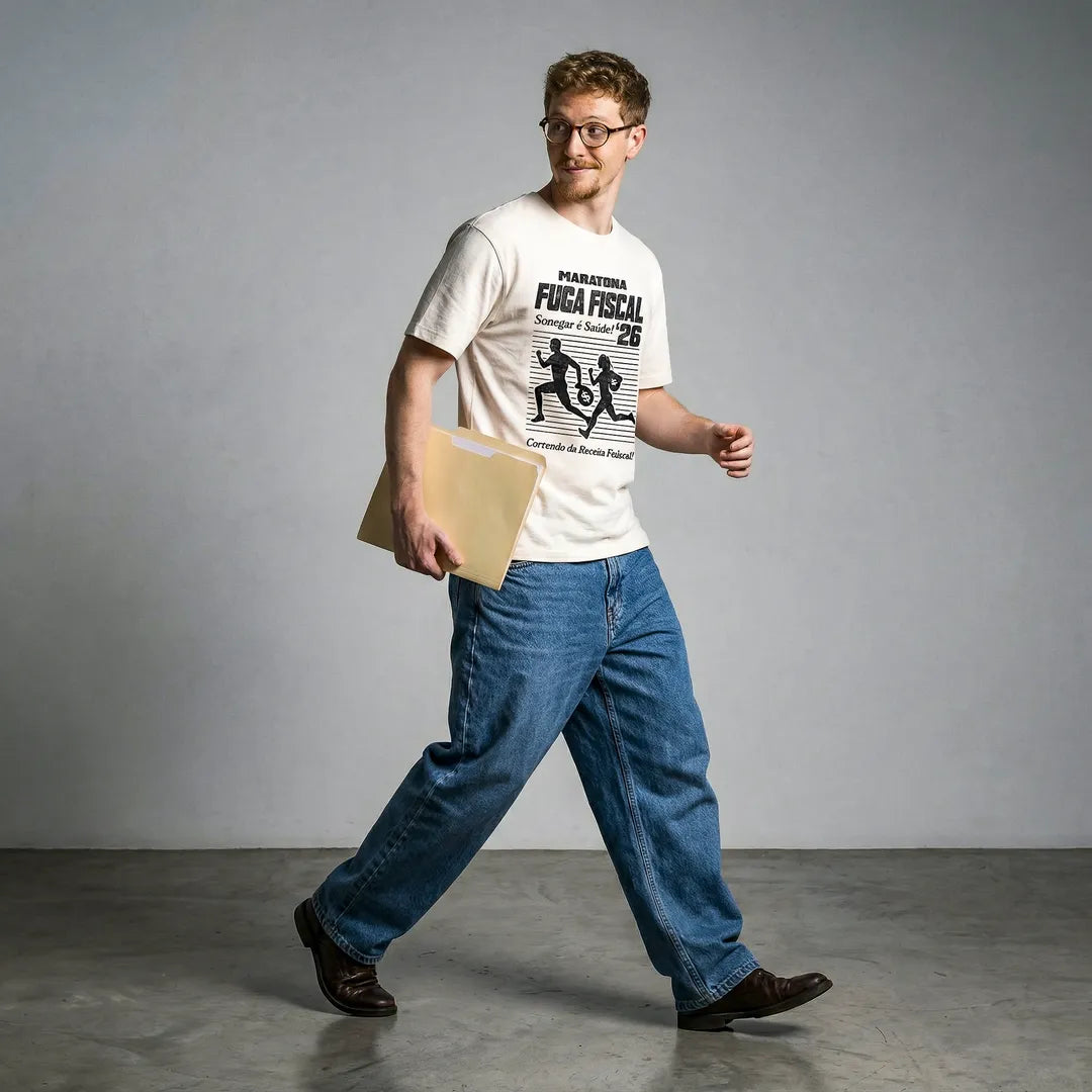 Camiseta Básica Maratona Fuga Fiscal Masculina Off-White