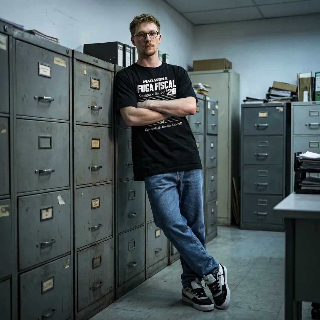 Camiseta Básica Maratona Fuga Fiscal Masculina Preto
