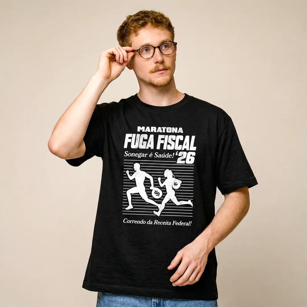 Camiseta Básica Maratona Fuga Fiscal Masculina Preto